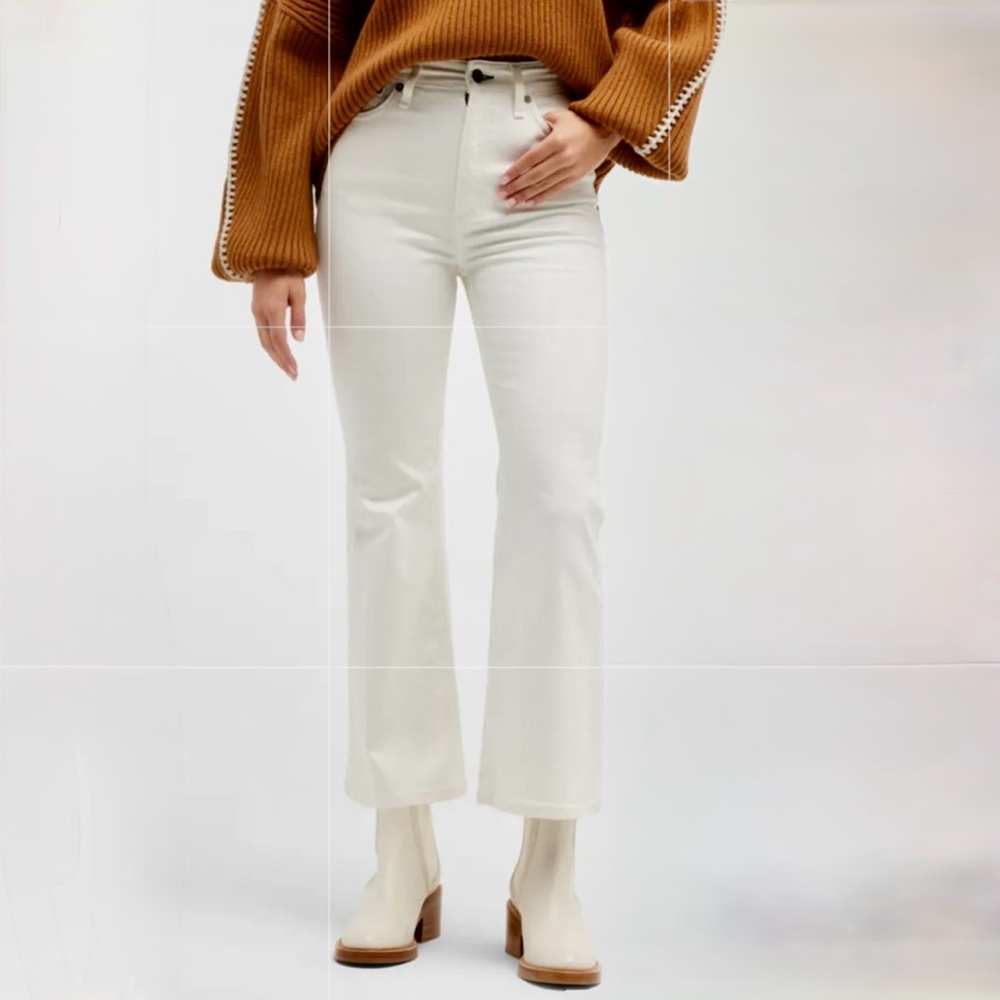 Rag & Bone Ankle Flare Coated Jeans Shimmer White High Rise Cropped New Sz 31🧡